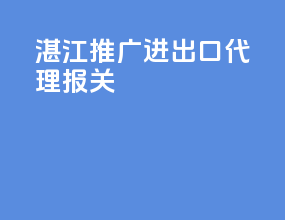 湛江推广进出口代理报关