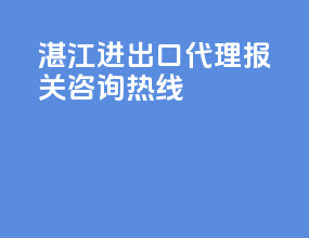 湛江进出口代理报关咨询热线