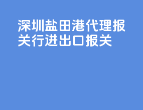 深圳盐田港代理报关行进出口报关