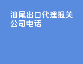 汕尾出口代理报关公司电话