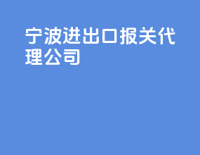 宁波进出口报关代理公司