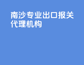 南沙专业出口报关代理机构