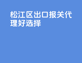 松江区出口报关代理好选择