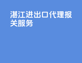湛江进出口代理报关服务