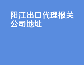 阳江出口代理报关公司地址