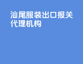 汕尾服装出口报关代理机构