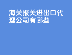 海关报关进出口代理公司有哪些