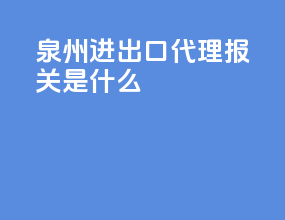泉州进出口代理报关是什么