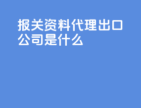报关资料代理出口公司是什么