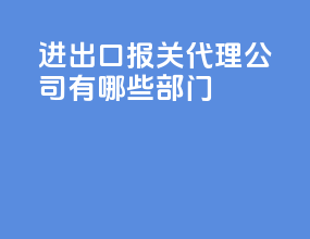 进出口报关代理公司有哪些部门