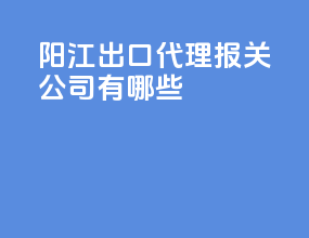 阳江出口代理报关公司有哪些