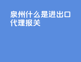 泉州什么是进出口代理报关