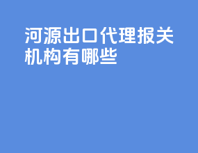 河源出口代理报关机构有哪些