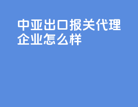 中亚出口报关代理企业怎么样