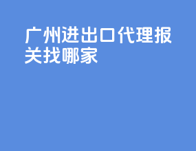广州进出口代理报关找哪家