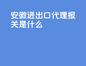 安徽进出口代理报关是什么