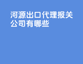 河源出口代理报关公司有哪些
