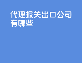 代理报关出口公司有哪些
