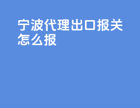宁波代理出口报关怎么报