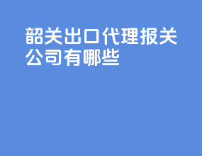 韶关出口代理报关公司有哪些