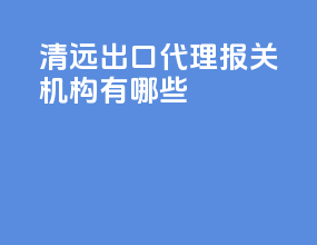 清远出口代理报关机构有哪些