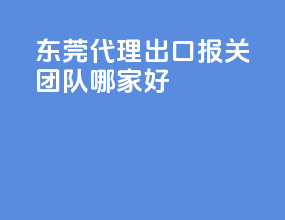 东莞代理出口报关团队哪家好