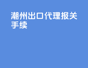潮州出口代理报关手续