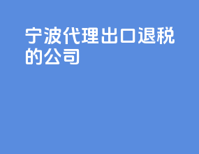 宁波代理出口退税的公司