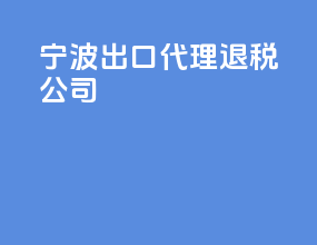 宁波出口代理退税公司