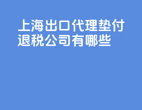 上海出口代理垫付退税公司有哪些