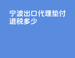 宁波出口代理垫付退税多少