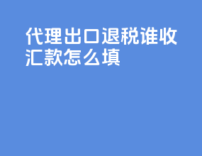 代理出口退税谁收汇款怎么填