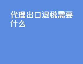 代理出口退税需要什么