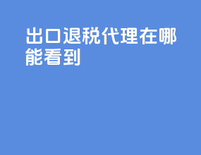 出口退税代理在哪能看到