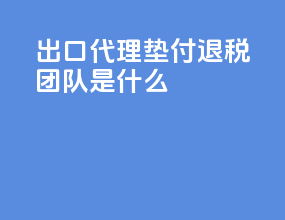 出口代理垫付退税团队是什么