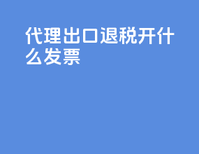 代理出口退税开什么发票
