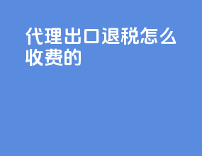 代理出口退税怎么收费的