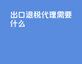 出口退税代理需要什么