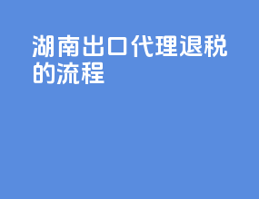 湖南出口代理退税的流程