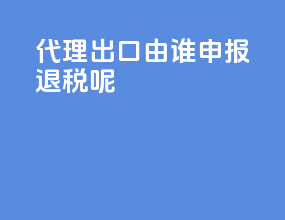 代理出口由谁申报退税呢