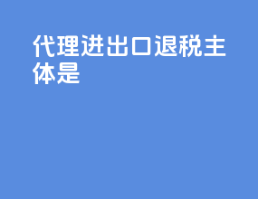 代理进出口退税主体是