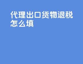 代理出口货物退税怎么填