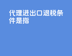 代理进出口退税条件是指