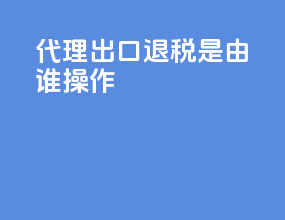 代理出口退税是由谁操作