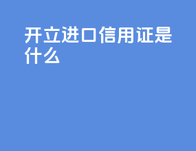 开立进口信用证是什么