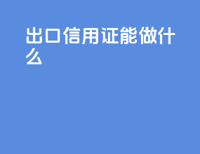 出口信用证能做什么