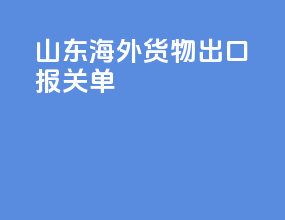 山东海外货物出口报关单