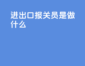 进出口报关员是做什么