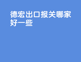 德宏出口报关哪家好一些