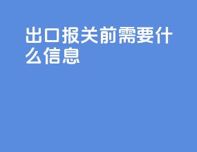 出口报关前需要什么信息